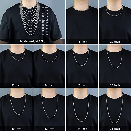 Mens Chain Necklaces, Stainless Steel Rolo Chain Necklace for Men & Women - color: Silver 4mm