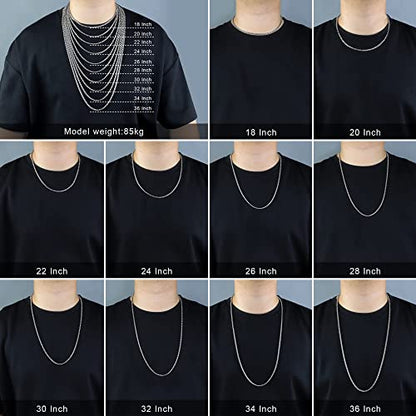 Mens Chain Necklaces, Stainless Steel Rolo Chain Necklace for Men & Women - color: Silver 4mm