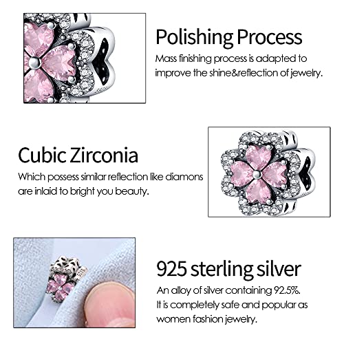 KUNSIR Charms Beads fits Pandora Charm bracelets for Woman 925 Sterling Silver Dangle Pendant Bead Jewelry Beads Gifts Happy Birthday Charms for Women Bracelet&Necklace - style: 8- Forever Love Heart
