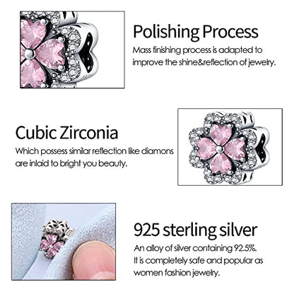 KUNSIR Charms Beads fits Pandora Charm bracelets for Woman 925 Sterling Silver Dangle Pendant Bead Jewelry Beads Gifts Happy Birthday Charms for Women Bracelet&Necklace - style: 8- Forever Love Heart