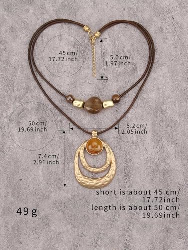 Boho Necklaces for Women Chunky Circle Necklace Bohemian Necklaces | Chunky Boho Necklace for Women Layered Boho Circle Leather Choker Necklace Long Vintage Necklaces Bohemian Jewlery Gifts - style: Large Boho Necklace