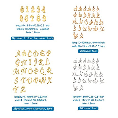 Craftdady Letter Charms Capital Pendants Mixed A-Z Initial Letter Number Charms DIY Bracelet Necklace Pendants for Jewelry Making, Gold, Antique Silver, Platinum - color: Mixed Color, Letter Number