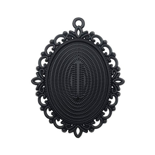 10pcs 30x40mm Black Oval Blank Bezel Pendant Trays Base Cabochon Settings Trays Pendant Blanks (M117) - color: M117