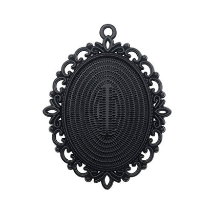 10pcs 30x40mm Black Oval Blank Bezel Pendant Trays Base Cabochon Settings Trays Pendant Blanks (M117) - color: M117