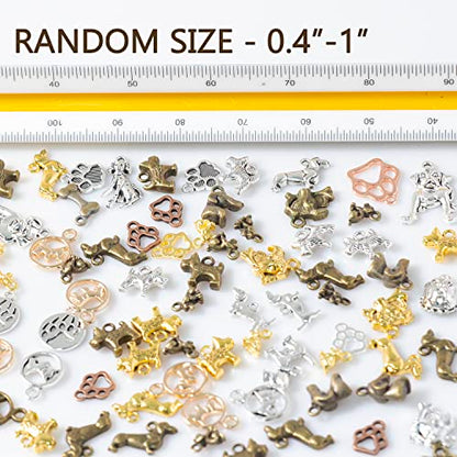 stino 100 Gram Metal Charms for Jewelry Making, Silver & Gold Plated, Bulk Pack for Bracelets, Necklaces, Crafts - color: Dog Mixed Color