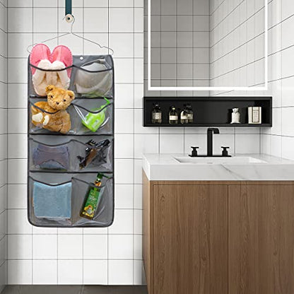 Dual Sided Hanging Closet Organizer Durable Socks Stocking Clothes Bra Accessories Storage Bag With 16 Large Pockets (Clear PVC Pockets)