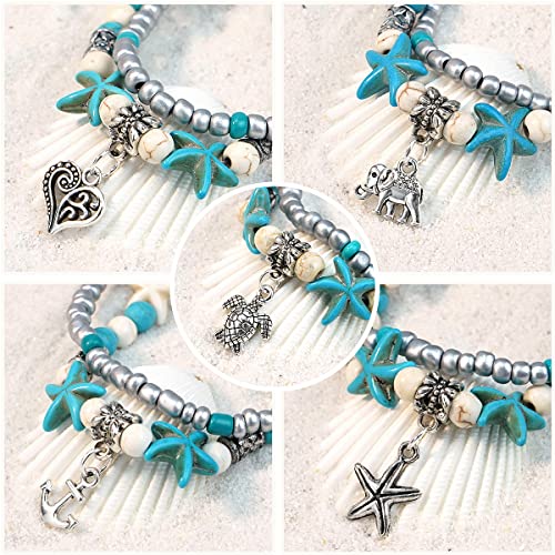 Suyi 5pcs Ankle Bracelets for Women Layered Beach Adjustable Anklets Boho Chain Anklet Foot Jewelry - color: 5pcs Set 4