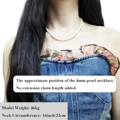Pearl Choker Necklace for Women, 4/6/8/10mm White Imitation Pearl Necklace, Round Faux Glass Pearl Necklace, Pearl Necklace, Elegant Wedding Parties Pearl Necklace - color: Diameter of Pearl 4mm