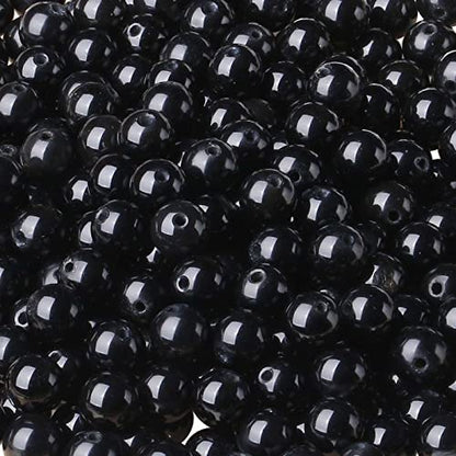 LAIDANLA Black Obsidian 8mm Natural Stone Beads Round Loose Gemstone Stone Beads for DIY Bracelet Necklace Earrings Jewelry Making Polishing Genuine Real Beading 96PCS 2 Strand 32" - color: Black, size: 8mm