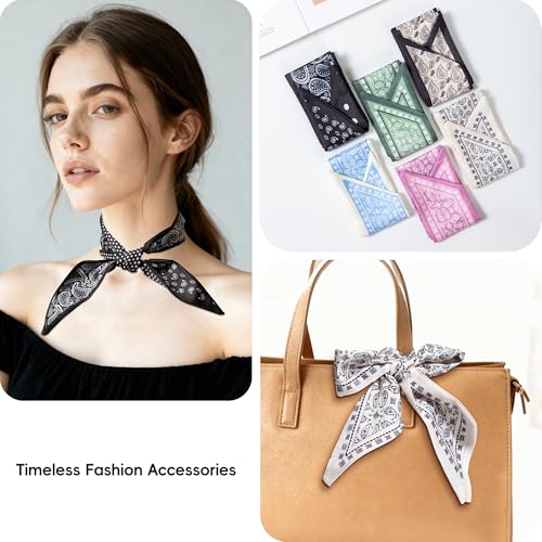 ZXZH 6 Pack Fashion Scarves for Women, Versatile Boho Head Scarf | Satin Scarf for Hair, Neck, Wrist, and Purse Accessories - color: Classic Paisley