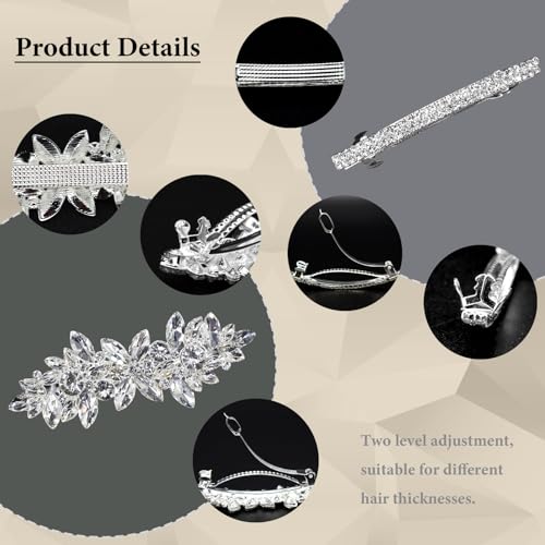 4 Pieces Rhinestone Hair Clips Leaf Wedding Hair Pins Crystal Bobby Pins Silver Bridal Hairpin Barrette for Brides Bridesmaids Flower Girls - color: Silver