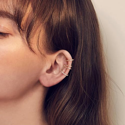 SEVENWELL Ear Cuffs for Women, Adjustable Non Piercing Cartilage Earrings | Adjustable Fit, Lightweight Comfort, Stackable Style, Sensitive-Ear Friendly, Daily & Party Wear - color: Style E-Gold-3 pcs