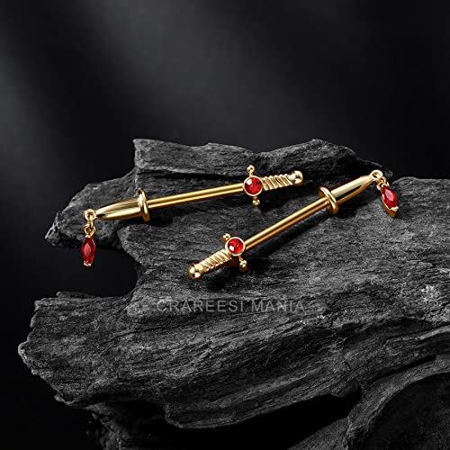 Dagger Nipple Ring 14G Gold Nipple Rings 316L Stainless Steel Nipple Piercing Jewelry Dangle Nipple Rings for Women Nipple Piercing Jewelry - color: Gold