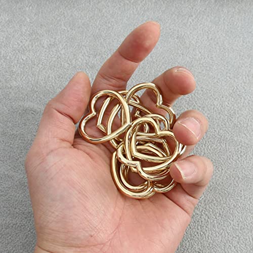 Heart Shape Metal Craft Ring Buckle,10 Pieces Heart Shape Hollow, for Punk Leather Choker Necklaces, Gothic Accessory - color: gold