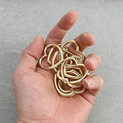 Heart Shape Metal Craft Ring Buckle,10 Pieces Heart Shape Hollow, for Punk Leather Choker Necklaces, Gothic Accessory - color: gold