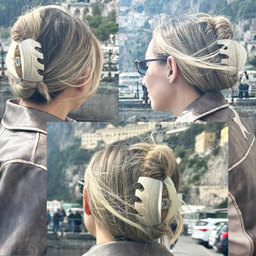 Camila Paris CP3648 French Octopus Hair Clip, 3.25" Large Claw Clips for Thick Hair, Girl Octopus Claw Clip for Women, Strong No-Slip Grip, Wide Jaw Clips for Women, Made in France - color: Beige 3.5"