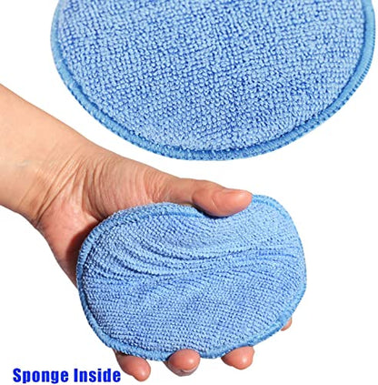 FONAROLL Microfiber Wax Applicator Pads, Car Wax Applicator, Buffing & Detail Polishing Foam Pads for Car Cleaning and Fine Polishing (5" Diameter, 6 Pack)… - color: Blue