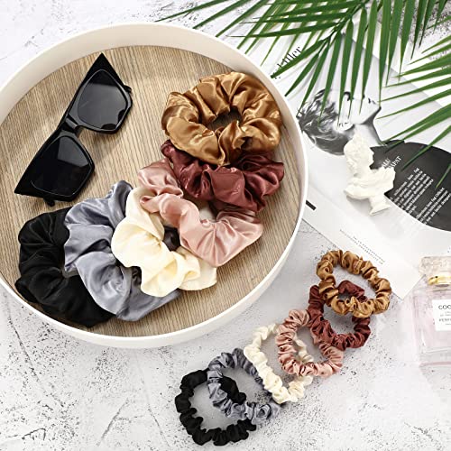 96 Pieces Satin Scrunchies Hair Tie Bulk Silk Elastic Ponytail Holders Ropes Comfortable Hair Bands Accessories for Girls Women Teens Birthday Gift(Colorful)