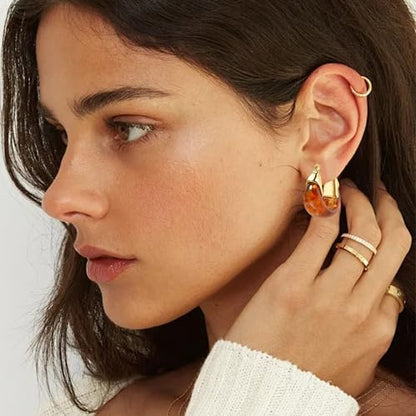14K Gold Plated Chunky Hoop Earrings for Women Vintage Leopard Print Hoops Large Round Hoop Earrings Jewelry - style: Hoop B
