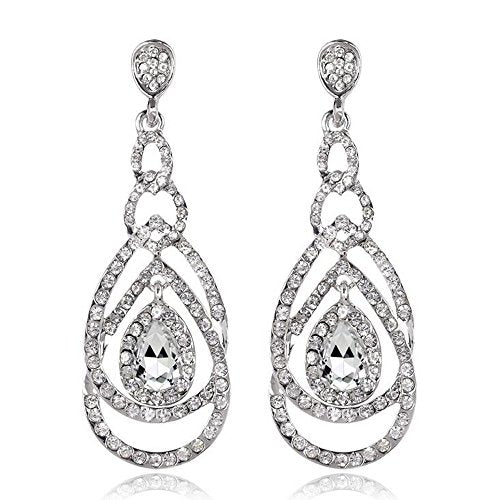 Cute Hollow Crystal Rhinestone Teardrop 8-Shaped Long Dangle Earrings for Women Fashion Strand Jewelry - style: Style04