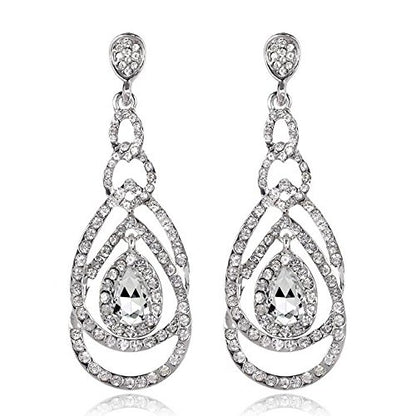 Cute Hollow Crystal Rhinestone Teardrop 8-Shaped Long Dangle Earrings for Women Fashion Strand Jewelry - style: Style04