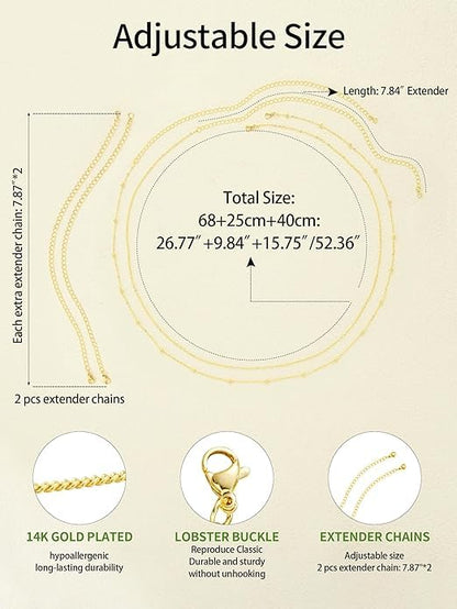 14K Gold Plated Silver Waist Chain, Layered Belly Belt, Waterproof Snake Cuban Body Chain for Women, Summer Beach Jewelry Accessories - color: 02 gold