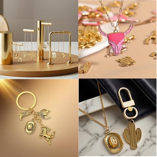 60Pcs Western Cowboy Cowgirl Charms for Jewelry Making DIY Craft Findings | Alloy Boot Cowboy Boot/Hat Horse Cactus Charms/ Pendants for Necklace Earrings Bracelet Keychain