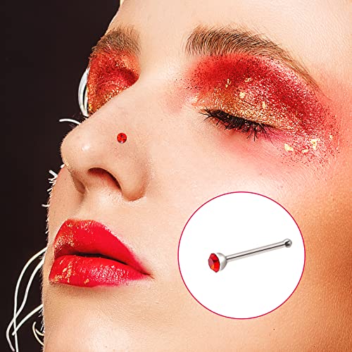 cnomg 2 Sets 120 pcs Stainless Steel Nose Ring Body Piercing Jewelry Nose Bone Stud Nose Hoop Crystal White+Multicolor - size: 2.5mm