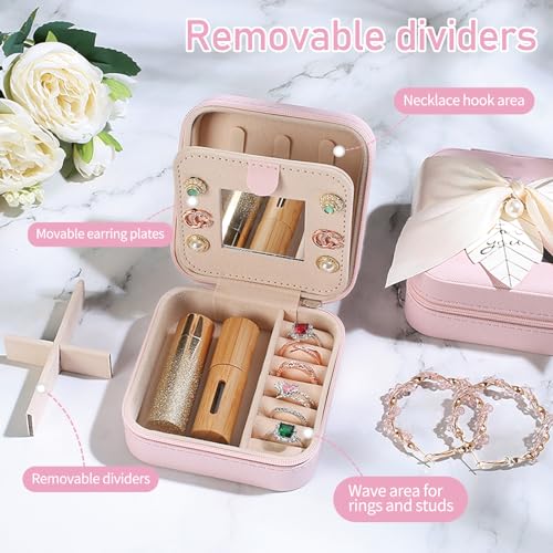 AYGXU Travel Jewelry Box for Women and Girls - Small Case With Initial A-Z - Teacher Gifts - color: pink, size: Q