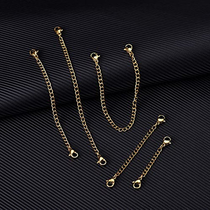 10Pcs Stainless Steel Necklace Extender Chain Links, Gold Silver Necklace Extenders for Bracelet Anklet Stainless Steel Chain Extenders for Jewelry Making 2in 3in 4in 5in 6in (5 Gold, 5 Silver) - color: Gold and Silver