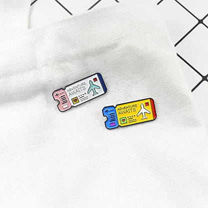 Premium Handmade Enamel Lapel Pin Brooch Badge - color: Adventure Awaits Yellow, size: 1 Pin
