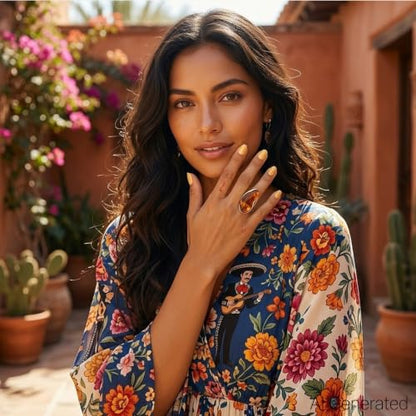Colorful Chunky Statement Ring for Women Large Oval Acrylic Ring Boho Geometric Finger Ring Summer Beach Jewelry Gifts - color: Brown