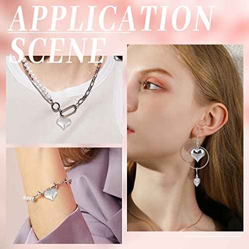 SUNNYCLUE 1 Box 100Pcs Valentines Day Puff Heart Charm 316 Stainless Steel Love Charms Silver Hearts Charms for Jewelry Making Charms DIY Necklace Earrings Crafts Women Adult Supply - color: 1 Box 100pcs Surgical Stainless Steel 3d Heart Charms