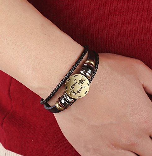 Punk Alloy Leather Bracelet for Constellation Braided Rope Bracelet Bangle - style: Libra