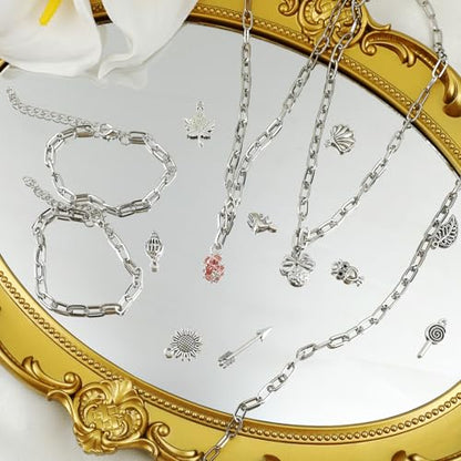 20 Pcs 18K Silver Plated Necklace Bracelet Chain Kit, Paperclip Alloy Link Fit Clip on Charm, Charm Bracelet Necklace Kit for Women DIY Jewelry Making (Silver) - color: Silver