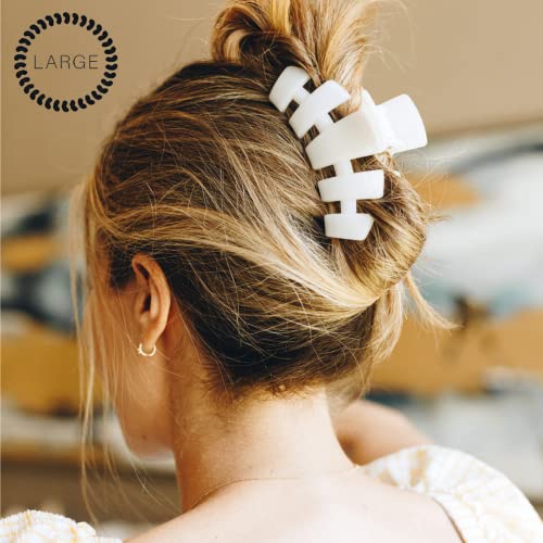 TELETIES - Large Hair Clip - Strong Grip, Bendable Teeth, Comfortable Curved Design - Ideal for Thick Hair - For All Hair Textures - Coconut White - color: Coconut White