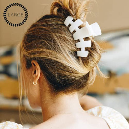TELETIES - Large Hair Clip - Strong Grip, Bendable Teeth, Comfortable Curved Design - Ideal for Thick Hair - For All Hair Textures - Coconut White - color: Coconut White