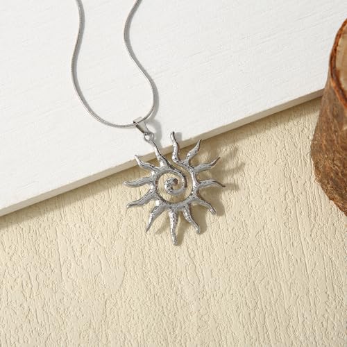 Mikovivi Magical Sun Pendant Necklace for Women, Dainty Gold Sunburst Sunflower Charm Solar Pendant Necklace Elegant Statement Jewelry Gifts