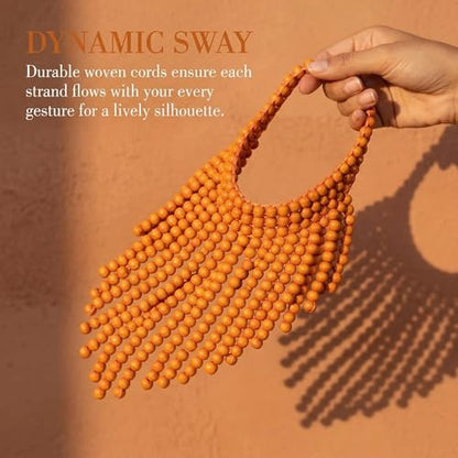 Coiris Boho African Wooden or Acrylic Beaded Bib Statement Necklace Strands Layered Cluster Chunky Collar Choker Wood Necklace for Women Fashion Costume Jewelry - color: Orange