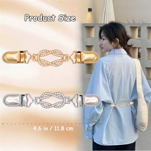 2 PCS Waist Cincher Clips Dress Clips Back Cinch for Shawl Cardigan Sweater Clothes Shirt Tightener Clip(Silvery Golden) - color: Color Retro Style