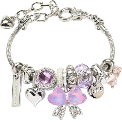 DS Charm Bracelets for Girls Adjustable Silver Stainless Steel Gift Box | Cute Cartoon Charms,Friendship Jewelry,Birthday Gifts,Teen Kid Fit, Tarnish Resistant,Stackable Trendy Daily Wear - style: Silver-butterfly 5