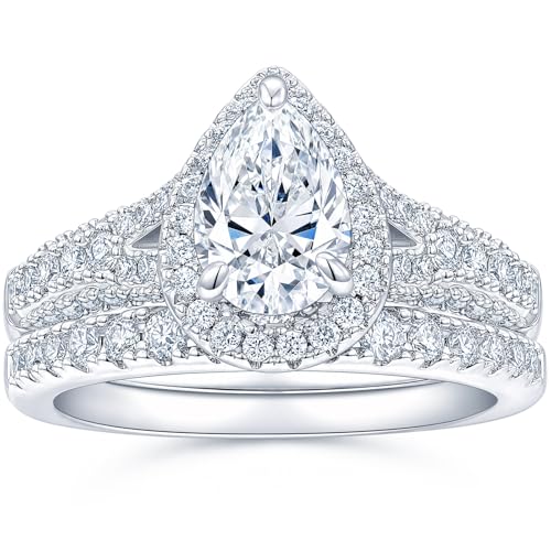 Newshe Jewellery Moissanite Wedding Sets for Women 925 Sterling Silver Bridal Set Oval Engagement Ring Sets Promise Eternity Size 5-10