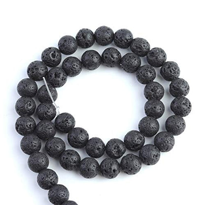Natural Stone Black Lava Beads - Polished Round Smooth 10mm Loose Gemstone Beads for Jewelry Making - 15 Inch - color: Black Lava, size: 10mm