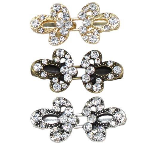 3pcs women's Vintage diamond Cardigan Collar Clip Shawl cape buckle Can be used as dress tightening clip sweater accessories - color: M
