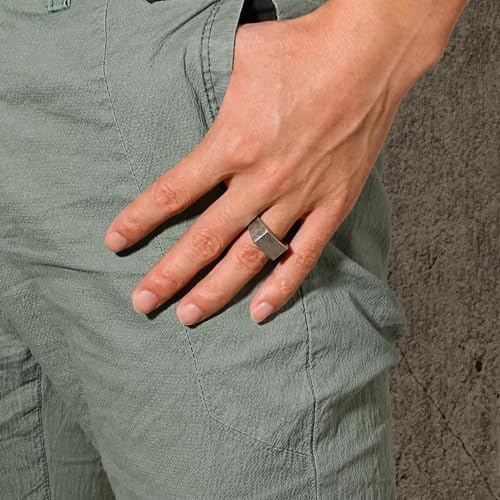 MYNENEY Stainless Steel Square Shape Signet for Men Statement Ring - color: 10x16mm Retro