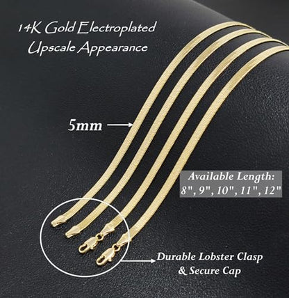 Gold Electroplated Anklet, Made in Korea - style: Herringbone Chain