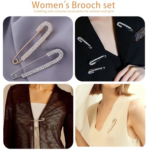 6PCS Artificial Pearl Brooch Pins for Women | Clothes Scarf Cardigan Shawl Decorative Pin, Shirt Sweater Clips, Retro Sweater Shawl Clips, Faux Crystal