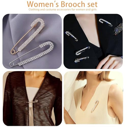 6PCS Artificial Pearl Brooch Pins for Women | Clothes Scarf Cardigan Shawl Decorative Pin, Shirt Sweater Clips, Retro Sweater Shawl Clips, Faux Crystal