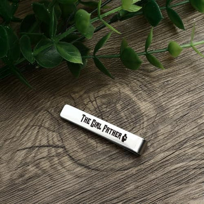 Girl Dad Gifts Girl Father New Dad Stainless Steel Tie Clip Pin Bar Birthday Gifts Christmas from Daughter Cool Stocking Stuffers Gift Valentines Day Fathers Day Gift Presents for Bonus Dads Stepdad