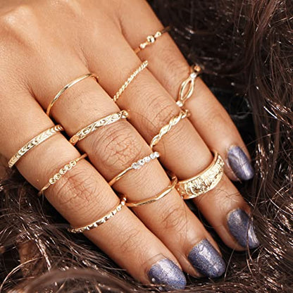 62-101Pcs Vintage Knuckle Rings Set Stackable Midi Rings for Women Bohemian Gold Silver Crystal Joint Finger Jewelry Pack (58Pcs)